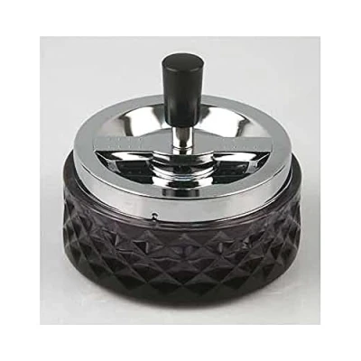 Image of HA Ashtray Chrome/Smoked Glass 12 cm 732 g Black Silver
