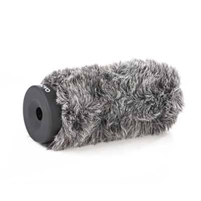 Image of Movo WS G160 Furry Rigid Windscreen for Microphones 18 23mm in Diameter and up to 7&quot; (18cm) Long Dark Gray