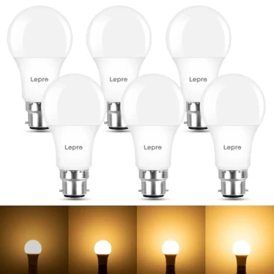 Image of Lepro Dimmable Bayonet Light Bulb, 60W Equivalent, Warm White 2700K, 8.5W 806lm Bulbs Bayonet, BC A60 GLS Energy Saving B22 LED Pack of 6