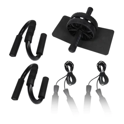 Image of Ab Roller Wheel Set, Multi functional Fitness Equipment with Training Abdominal Roller,Push Up Bars,Skipping Rope Home Gym Exercise for Workout