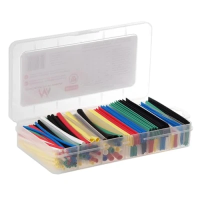 Image of Maclean MCTV 679 Shrink Tubing Assortment 196 Pieces 7 Color Plastic Tube 95mm (1, Colored)