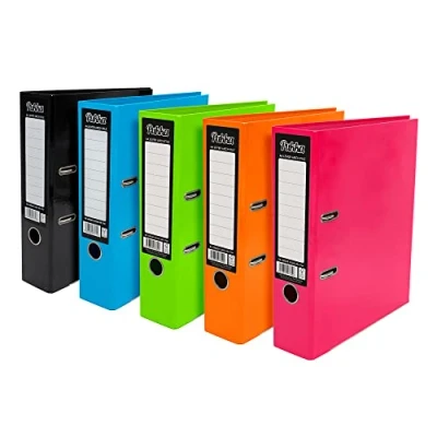 Image of Pukka Pad, Brights A4 Lever Arch Files 10 Pack of Assorted Colours 70mm Spine with Customisable Label for Large Amounts Documents and Thumb Hole Retrieval 32 x 28cm
