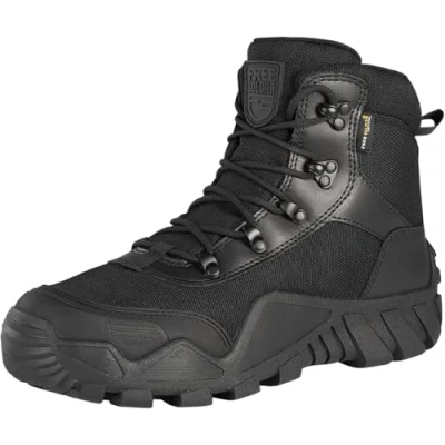 Image of FREE SOLDIER Mens Military Boots mid top Combat Tactical Lace Up All Terrain Shoes for Hiking, Hunting, Working, Walking, Climbing(Black,41EU)