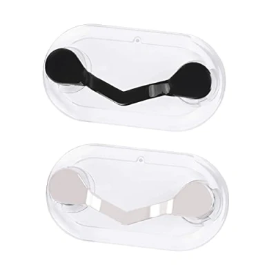 Image of Magnetic Glasses Holder,2 PCS Stainless Steel Eyeglass Holder Strong Magnet Spectacle for Sunglasses Reading Earphones ID Card Badge Black+Silver