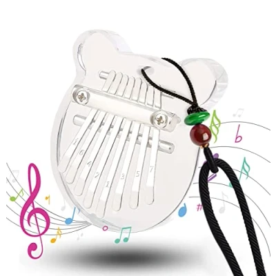 Image of Mini Kalimba 8 Keys Thumb Portable Piano with Music Book Exquisite Finger Harp Musical Mbira Instrument Gift for Kids Adult Beginners (Bear)