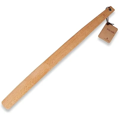 Image of ENA Living Beechwood Shoe Horn, Eco Labelled Shoehorn, Sustainable Long Handled For Your Comfort, Use As A Back Scratcher, Smooth &amp; Sturdy, Non Slip Lasting