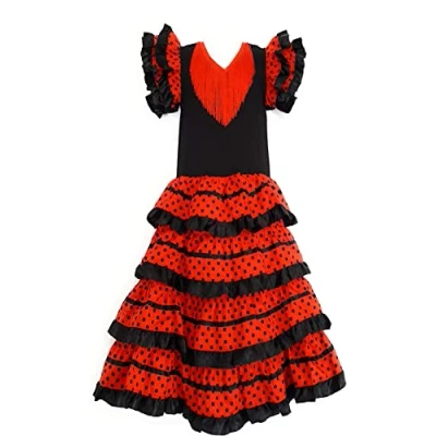 Image of flamifeel Girls&#039; Tulip Dress Black Rouge/Noir 8 Years