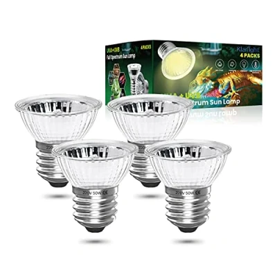 Image of Klarlight 50W E27 Reptile Heating Bulb Dimmable, UVA UVB Light Full Spectrum Basking Bulb, Tortoise Heat Lamp for Lizard Spider Frog Snake Turtle Chameleon Aquarium and Amphibian (4 Pack)