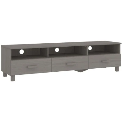 Image of vidaXL TV Cabinet HAMAR Light Grey 158x40x40 cm Solid Wood Pine