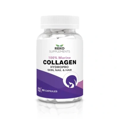 Image of Marine Collagen Capsules with Hyaluronic Acid, Supplements for Women &amp; Men, Type 1 Hydrolysed Biotin Vitamins C, E, Skin, Hair. Peptides. 90