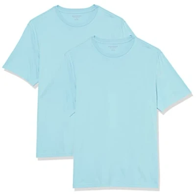 Image of Amazon Essentials Men&#039;s T Shirt Regular Fit Short Sleeve Crewneck, Pack of 2, Light Blue, 4XL Plus Tall
