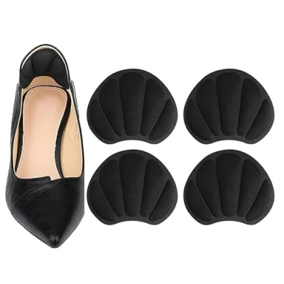 Image of 2 Pairs Heel Pads, Cushion Pads Self Adhesive,Anti Slip Inserts Shoe Size Reducer Foot Cushions for Women Men Most Shoes (Black)