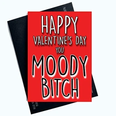 Image of Funny Valentines Day Cards Greeting for Her Moody Bitch Profanity Him Card Girlfriend Boyfriend Husband Fiancé Fiancée LGBTQ LGBT Gifts Comedy PC699