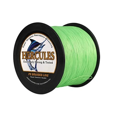 Image of Hercules Braided Fishing Line 2000m 2187yds 10lbs 200lbs Pe Superline 8 Strands (Fluorescent Green 80lb/36.3kg 0.48mm)