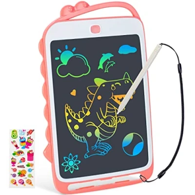 Image of YOUANG LCD Writing Tablet, 10 Inch Colorful Doodle Board Drawing Educational Travel Dinosaur Toys for Kids, Gift 3 6 Years Old Girl Boy, Free Stickers (Pink)