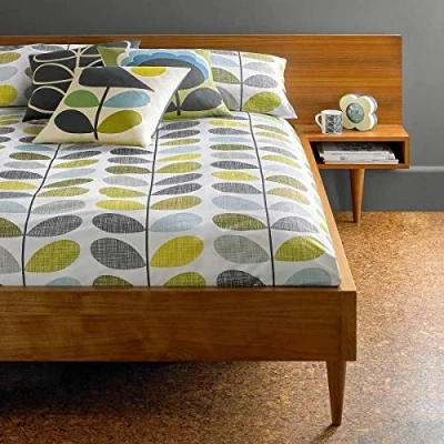 Image of Orla Kiely Scribble Stem Sea Grass / Duck Egg: Housewife Pillowcase 2 per Pack