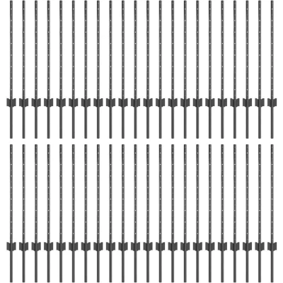 Image of vidaXL Fence Posts 44 pcs U Channel Grey 120 cm Steel
