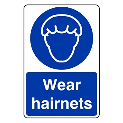 Image of 200mmx300mm Wear Hairnets Catering Sign Sticker Self Adhesive