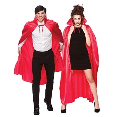 Image of Wicked Costumes Deluxe Satin Vampire Cape with Stand Up Collar Red