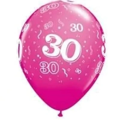Image of Toyland® Pack of 6 28cm (11&quot;) Pink 30th Latex Balloons Birthday Party Decorations