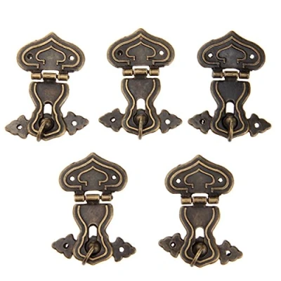 Image of Dophee 5Pcs 63x47mm Retro Antique Bronze Heart Hasp Lock Latch Clasp with Screws for Drawer Cabinet Jewelry Case Box Chest