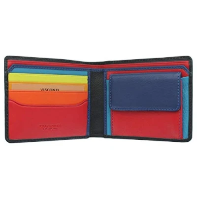 Image of VISCONTI Spectrum Collection Gulzar Leather Wallet with RFID and Tap Go SP61 Black/Hawaii