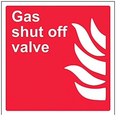 Image of V Safety Gas Shut Off Valve Sign 200mm x 1mm Rigid Plastic