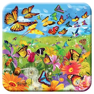 Image of 3D LiveLife Cork Coaster Butter Flutter from Deluxebase. Lenticular Butterfly Coaster. Non slip drinks mat with original artwork licensed renowned artist, Michael Searle