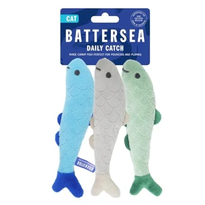 Image of Rosewood Battersea Daily Catch, Catnip Toy For Cats &amp; Kittens, Grey, Blue, Green