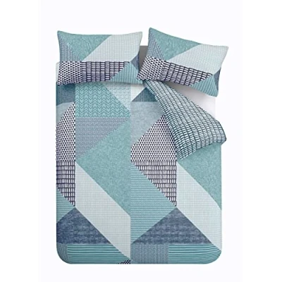 Image of Catherine Lansfield Larsson Geo King Duvet Set Teal