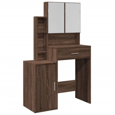 Image of vidaXL Dressing Table with Cabinet Brown Oak 80x35x132 cm