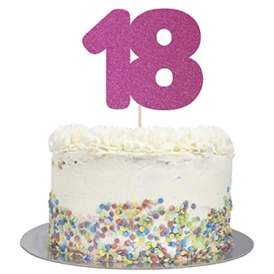 Image of Large Number 18 Glitter Cake Topper (Hot Pink Glitter)