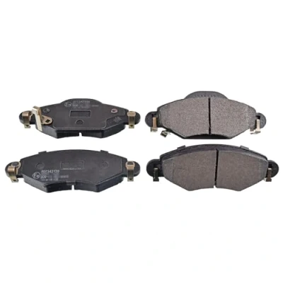 Image of 044650D040, 04465YZZCR, 04465YZZEM Brake pad set BLUE PRINT ADT342139 Front Axle with acoustic wear warning TOYOTA: Yaris I Hatchback