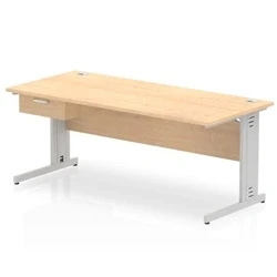 Image of Impulse 1800x800 Desk Maple/Silver Cable Managed Leg 1 Dr Fixed Ped