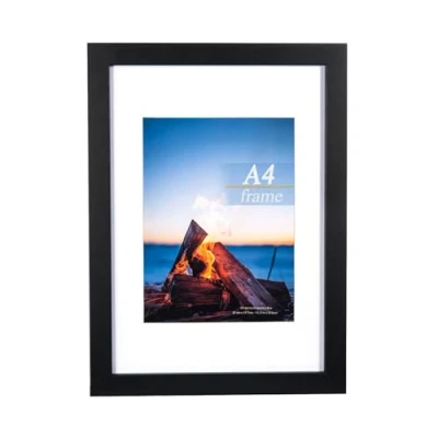 Image of Black Wooden Picture Frames A4 with Mount,A4 frame,A4Frame,A4 Frames,A4 Photo certificate frame,Freestanding and Wall Mountable