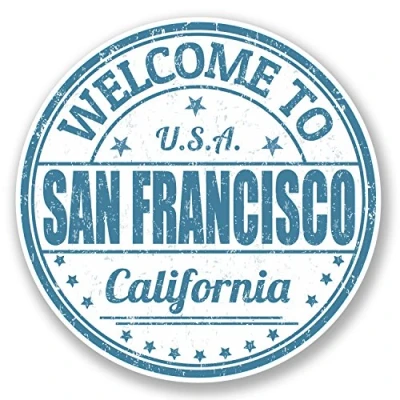 Image of 2 x 10cm San Francisco Vinyl Sticker Luggage Travel Tag California USA Fun #5739 (10cm 10cm)