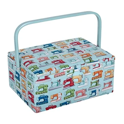Image of Hobby Gift Large Sewing Craft Storage Box, Rectangle, Machines Blue