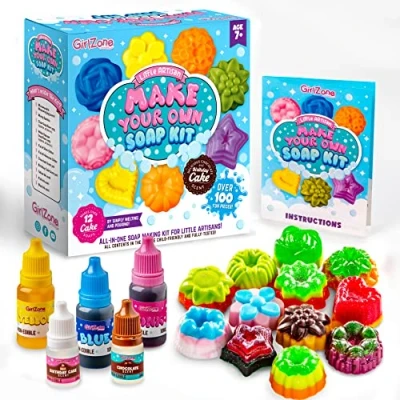 Image of GirlZone Little Artisan Make Your Own Soap Kit, Over 100 Pieces to Create 12 Cake Kids Soap, Awesome Craft Kit and Great Birthday Gift Idea