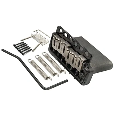 Image of Wilkinson WVP6 SB 54mm 5+1 Hole SUS Stainless Steel Saddles Guitar Tremolo Bridge with Full Solid Block for Import Strat and Japan Strat, Black