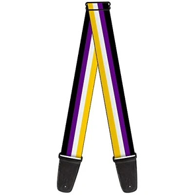 Image of Buckle Down Guitar Strap, Flag Non Binary Stripe, 2 Inches Wide, Multicolor, 2&quot; Wide 29 54&quot; Length