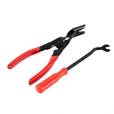 Image of Trim Clip Removal Plier, Steel 2Pcs Car Door and Upholstery Remover Pry Bar Tool Panel Pliers with Storage Bag for Dashboard