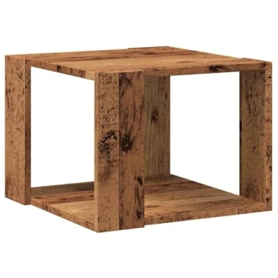 Image of vidaXL Coffee Table Old Wood 40x40x30 cm Engineered with Storage Living Room Furniture for Modern Decor