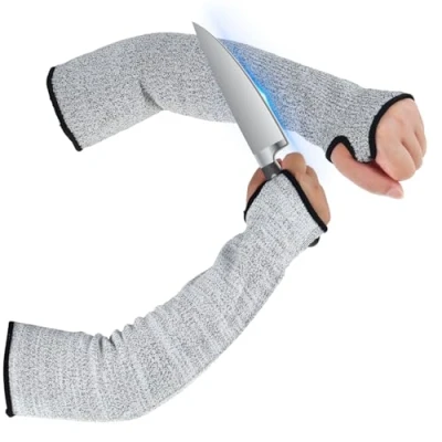 Image of 2PCS Cut Resistant Safety Arm Sleeves, Level 5 Protection Anti Guard Bracers Protector Forearm Wrist Work Sleeve For Garden Kitchen (45cm With Thumb Hole)