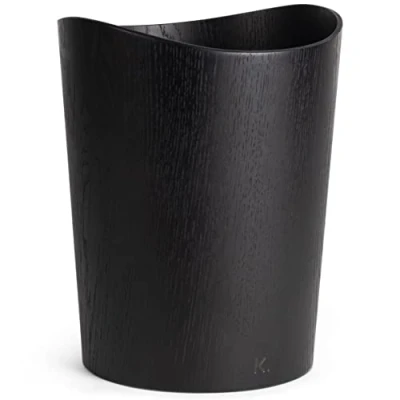 Image of Kazai. Real Wood Waste Paper Bin Börje Wooden Basket for Office, Kids&#039; Room, Bedroom and more 9 liters Oak black