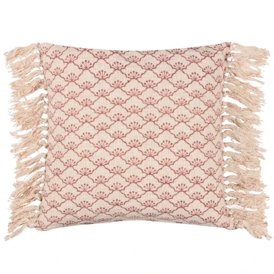 Image of Yard Saku Blossom Fringed Feather Filled Cushion Honey Cotton Size 50 cm x