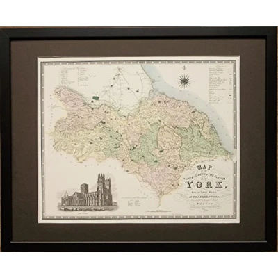 Image of Mounted and framed Old Anglesey Map, 20&#039;&#039;x16&#039;&#039; framed, Map of North Riding Yorkshire