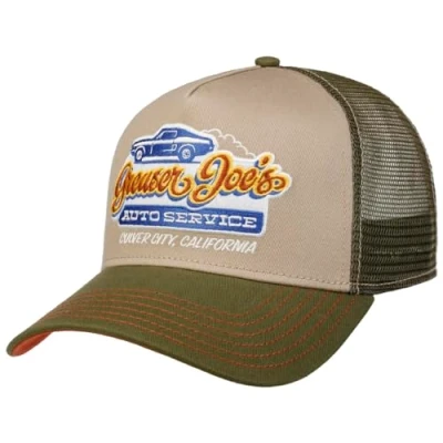 Image of FWS Greaser Joe&#039;s Trucker Cap Men Baseball mesh Snapback, with Peak, Peak Spring Summer One Size Olive