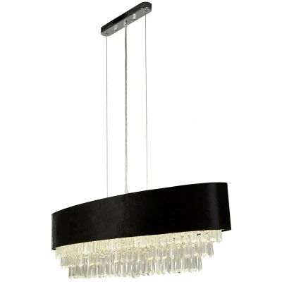 Image of Glamour 8 Light Oval Pendant Black Velvet, Clear Crystal