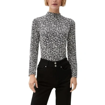 Image of s.Oliver Women&#039;s 2124413 Long Sleeved Shirt with Stand up Collar, Black 99a2, 14 UK