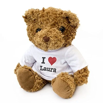 Image of NEW I LOVE LAURA Teddy Bear Cute And Cuddly Gift Present Birthday Xmas Valentine